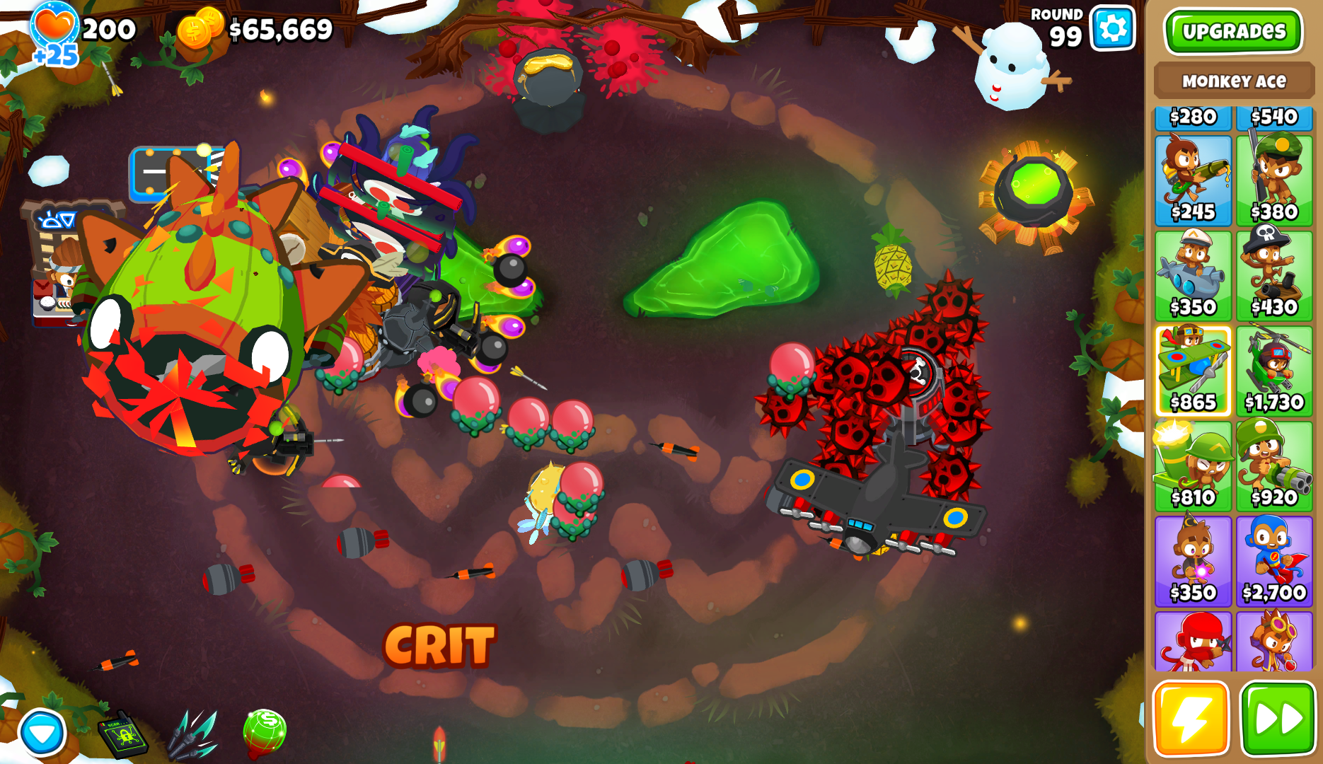 Round 99 on Alternate Bloons Rounds with Mastery Mode enabled spawns a Tier 3 Bloonarius.